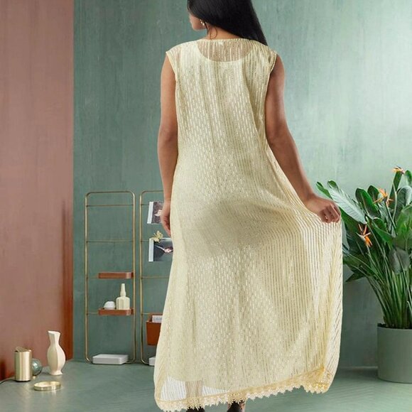 Lemon Yellow Two-Piece Layered Dress | Muvvas Boutique - Picture 5 of 5